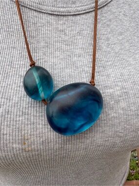Beautiful Blue Lucite Necklace